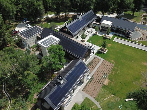 aerial photo of the Boulder Calcaire house with solar PVKIT