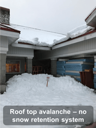 Roof top avalanche - no snow retention system