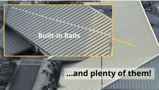 S-5! Standing seam metal roofs have rails (the seams) built right in ready for direct attachment of solar panels