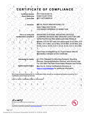 S-5!® Certificate of UL Listed Compliance-PV