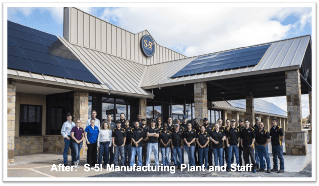 S-5!® manufacturing plant after extensive renovations - Iowa Park Texas