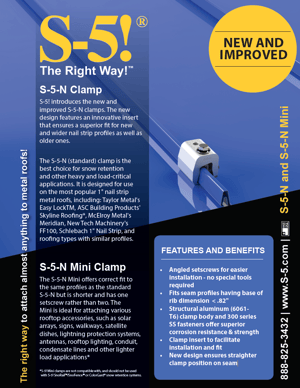 S-5!® S-5-N Nail Strip Profile Clamp - Features and Benefits