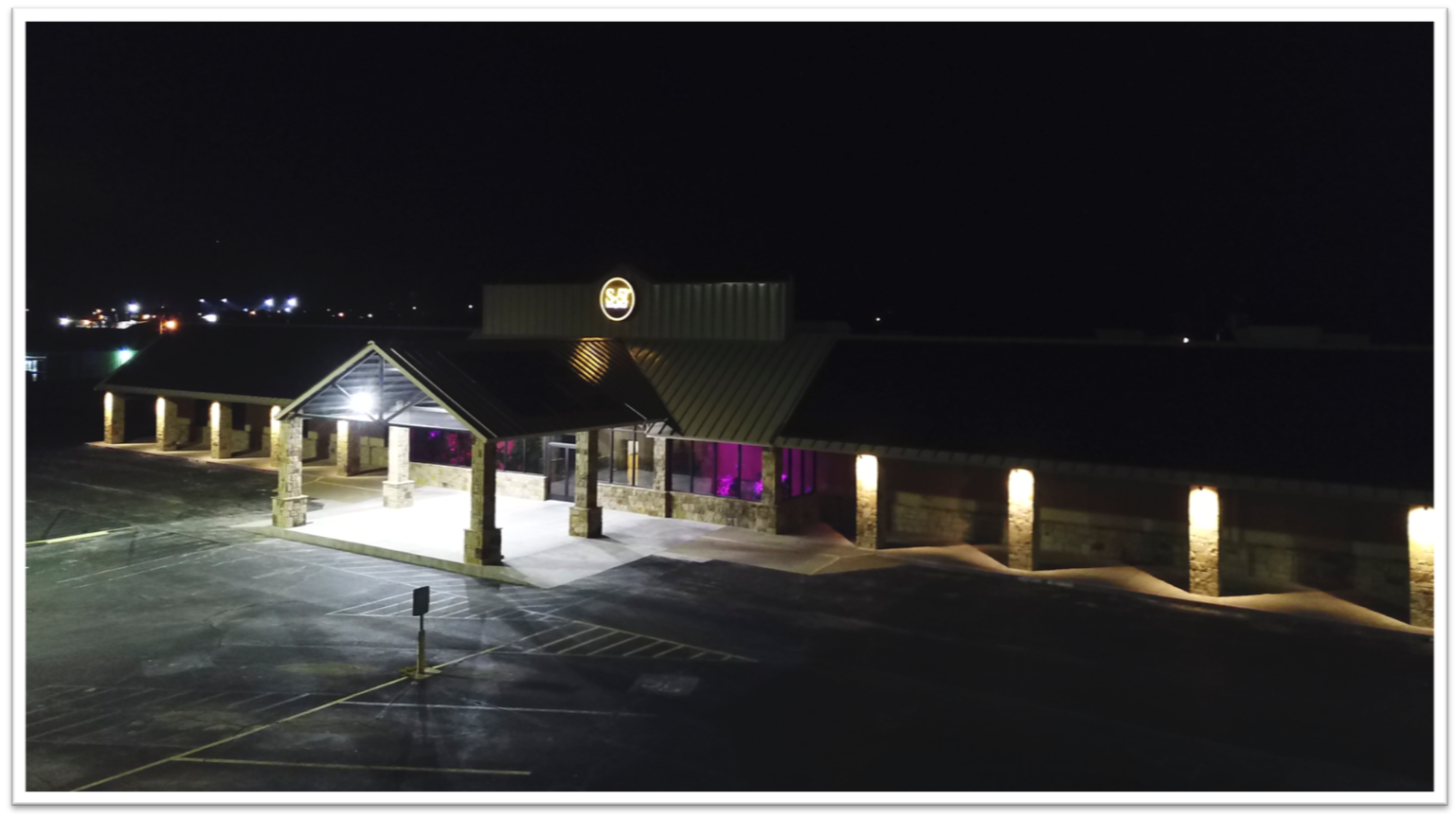 exterior photo of S-5 manufacturing at night in Iowa Park Texas