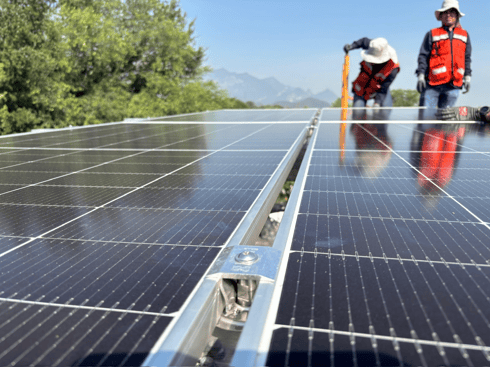 Carport with rooftop solar panels